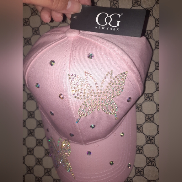 NY Collection Accessories - NY Collection Pink Rhinestone Butterfly Hat